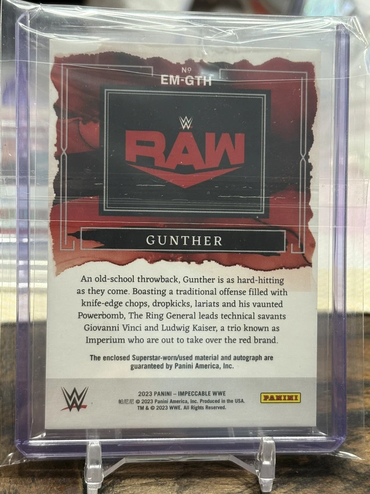 2023 Panini WWE Impeccable Gunther Used Relic On Card Auto Gold /10 - Image 2 of 2