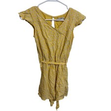 Abercrombie Romper Girls 9/10 Yellow Floral Daisy Wrap Front Tie Waist Summer