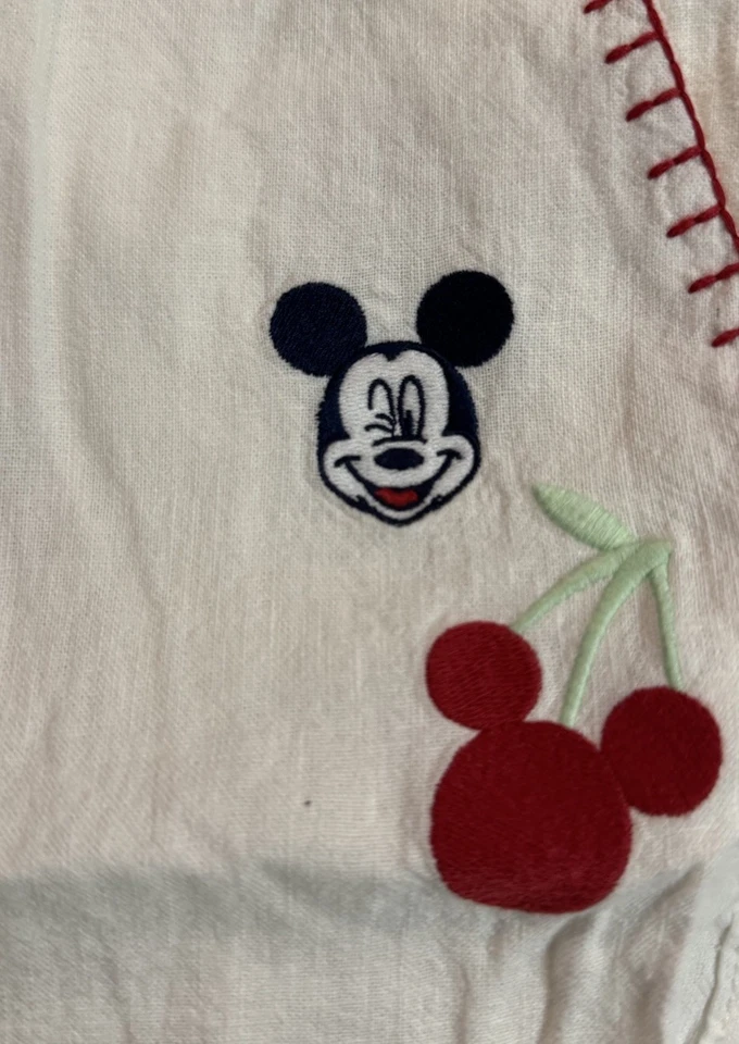 Pantalones Cortos Blancos Bolsillo Mickey Bordados Mezcla Lino Azul Marino Antiguo X Disney XL Foto 3 de 4