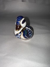 Royal Crown Derby Blue Duck Paperweight Figurine Gold Stopped 2.5 LXI