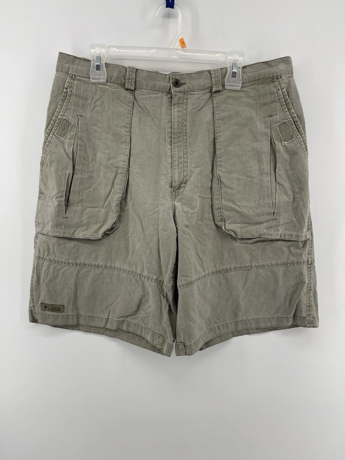 Vintage Columbia Cargo Hiking Shorts Mens Size 34 Beige Tan 10” Inseam Fast Ship