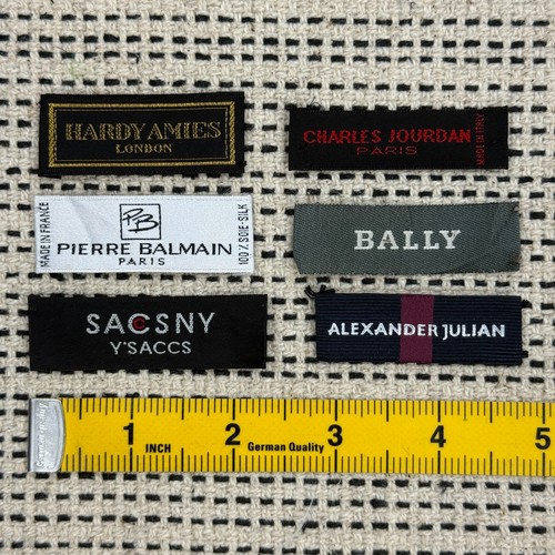 LOT OF 6 MIXED BALLY, SACSNY TAG LABEL SEWING REPLACEMENT ACCESSORIES - L95