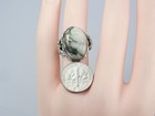 Lovely Vintage Art Deco UNCAS Sterling Silver Agate Cabochon Floral Ring Sz 5.75 — photo 7