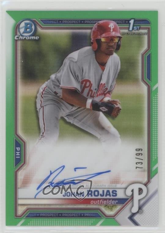 2021 Bowman Chrome Prospects Green Refractor 73/99 Johan Rojas #CPA-JR Auto 1o7k