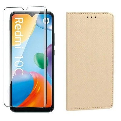 Cover for Xiaomi Redmi 12C / 11A / Little C55 Gold + Tempered Glass Case