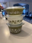 (3) Pyrex Spring Blossom Crazy Daisy Casseroles W/ Lids~ 6 PC~Vintage~Excellent