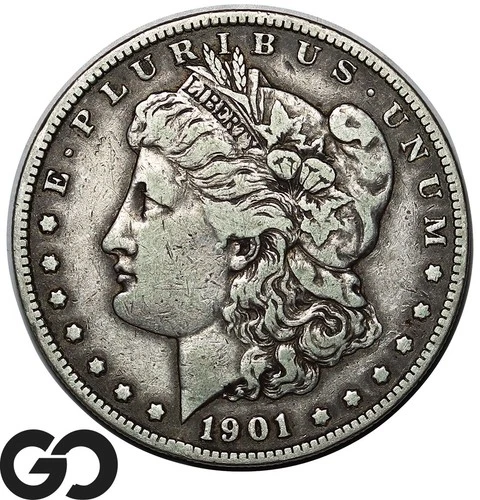 1901-S Morgan Silver Dollar Coin, Choice VF Better Date San Francisco Issue