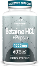 Betaine Hcl Pepsin - 1000 Mg - 60 Capsules - High Strength for Sensitive Digesti