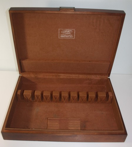 Vintage Tarnish Proof Wood Cutlery Silverware Flatware Storage Chest Box 1960's - Picture 8 of 12