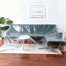 65.6ft x 118.1" Plastic Sofa Couch Cover, Furniture Protector Covers for Sofa