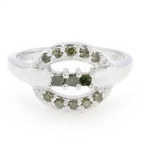 Cavill Silberring 0,31Ct Diamant Prinzessschliff 925 Sterlingsilber GrüN-