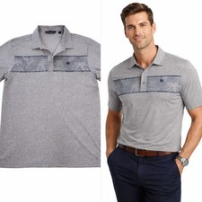 Travis Mathew Men's Golf Polo Shirt Palm Print Short Sleeve Heather Grey XXL