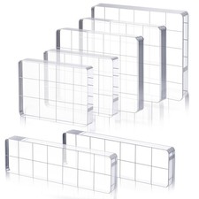 7 Pcs Acrylic Stamp Block Set, Smll Clear Stamping Tools with Grid Lines Asso