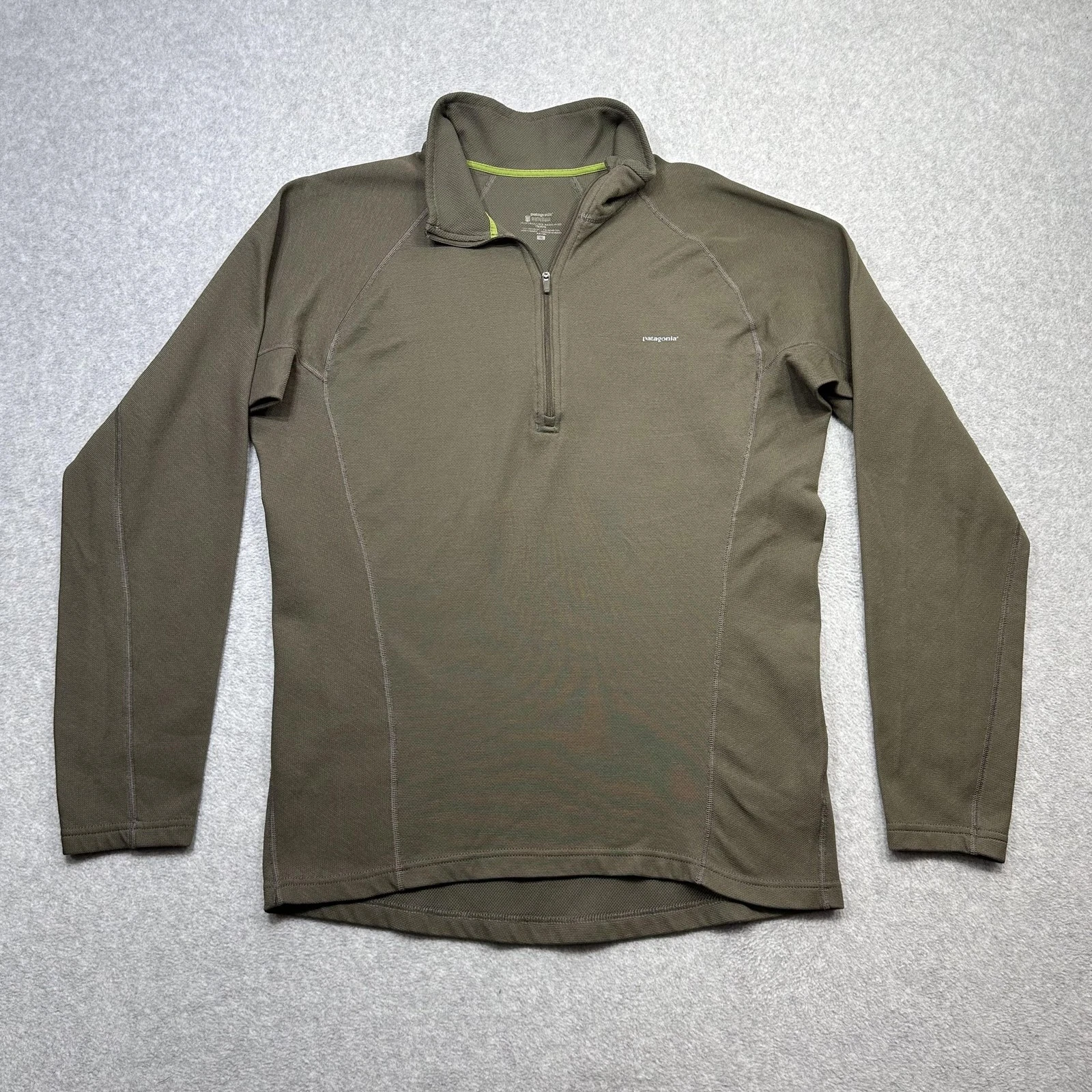 Patagonia Capilene Performance Base Layer Pullover Mens Medium Green 1/4 Zip