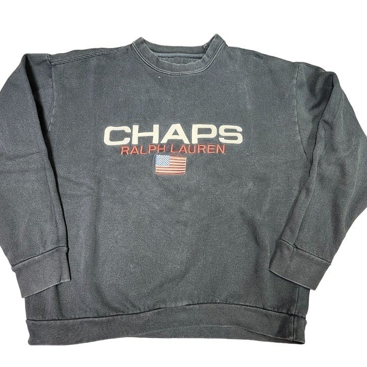 Vintage Chaps Ralph Lauren Crewneck Sweatshirt Black Mens XL