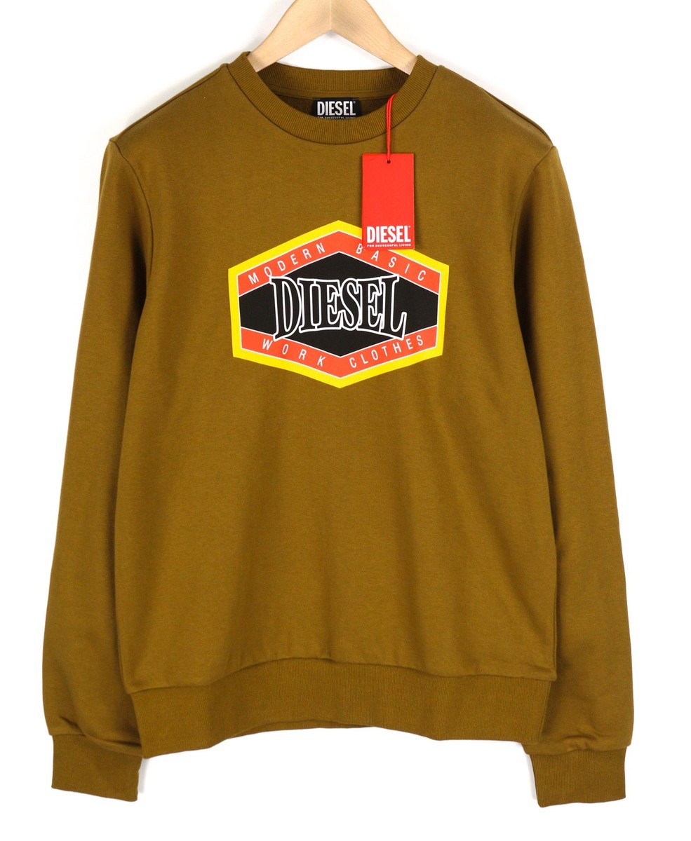 DIESEL S-Ginn-K27 Mens Sweatshirt 2XL Brown Oversized Crew