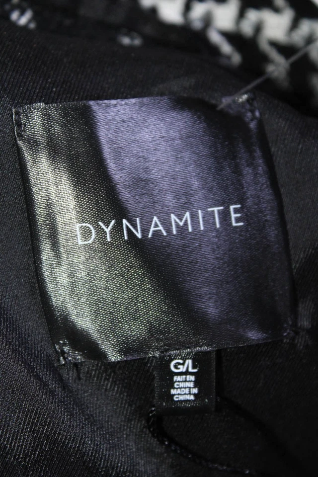 Chaqueta Dynamite Mujer Negra Pata de Gallo Botón Delantero Manga Larga Talla L Foto 4 de 4