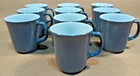 Vintage Pyrex Milk Glass Slate Blue Coffee Mugs Set Lot of 10 USA
