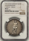 1935 Germany Saar Plebiscite Silver Medal NGC MS61 Fritz Koelle — photo 1