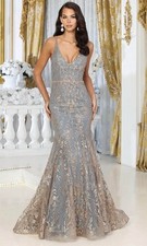 May Queen RQ8017 - Metallic Mermaid Prom Dress