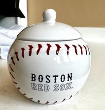 Boelter Brands Boston Red Sox Baseball Ceramic Lidded Jar 4”