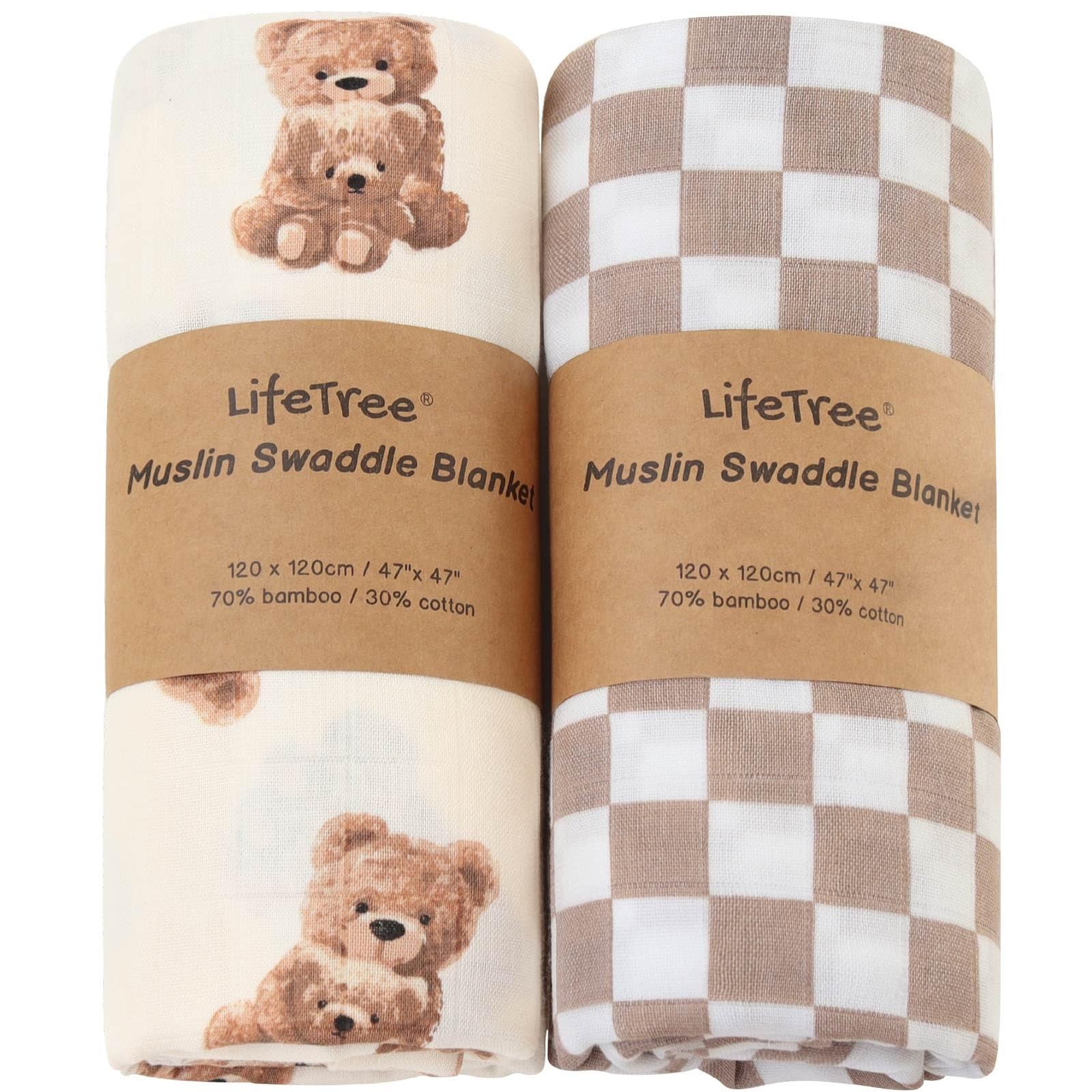 Soft 70% Muslin Swaddle Blanket for Baby Boys & Girls - Breathable Nursery Wrap  