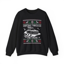 Challenger Drifting Through the Snow Ugly Christmas Sweatshirt, Widebody