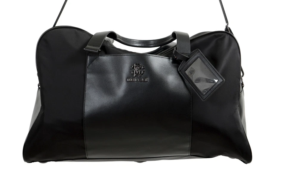 Bolso de viaje de lona de hombro negro Roberto Cavalli para hombre Foto 2 de 4
