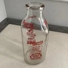 VTG 1960’s Hygeia Milk One Quart Texas Red Pyroglaze Glass Bottle Ice Cream Ad