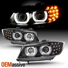 For 09-11 Bmw 323i 335i M3 Sedan Halogen Projector Black Headlight W Led Signal For 09-11 Bmw 323i 335i M3 Sedan Halogen Projector Black Headlight W Led Signal