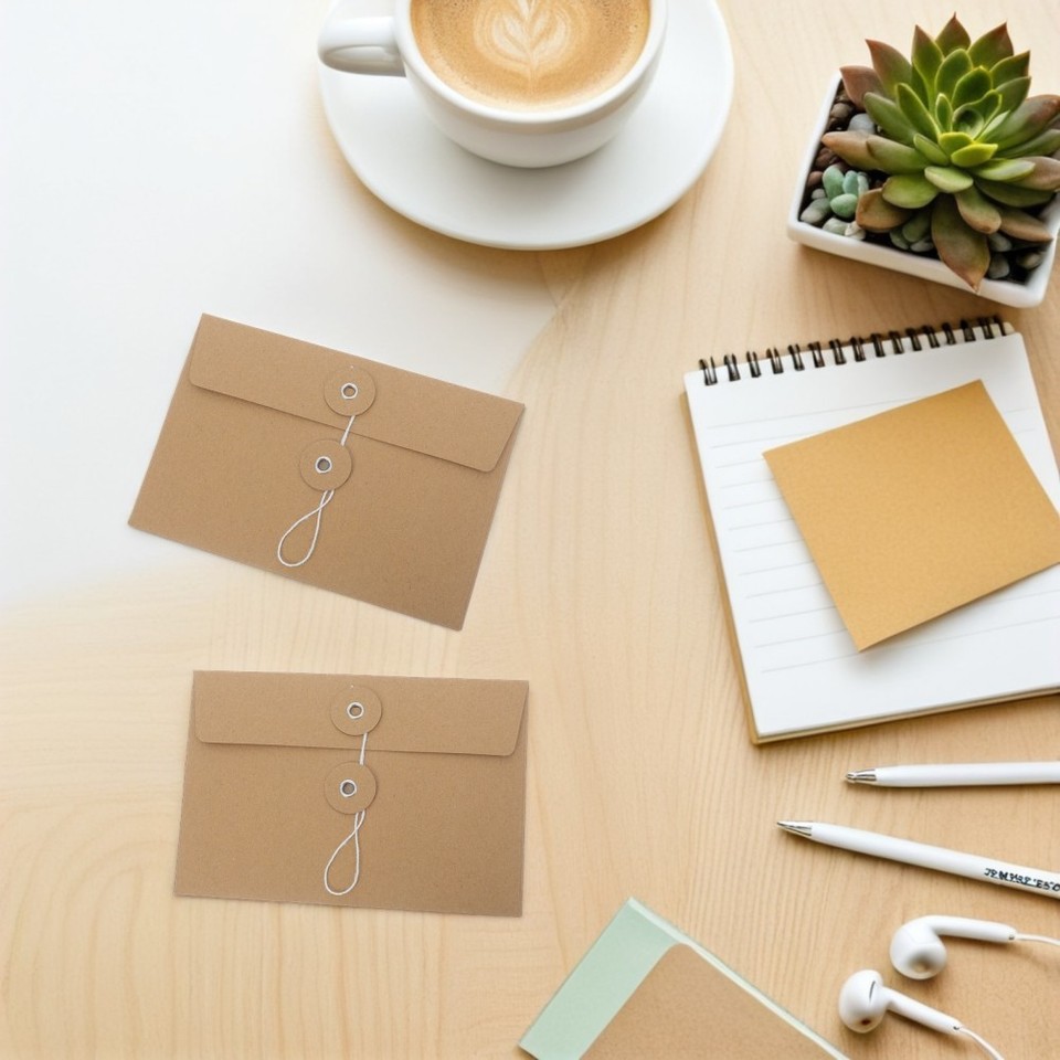 60Pcs Reusable Kraft Document Folder with String Tie Closure for ...