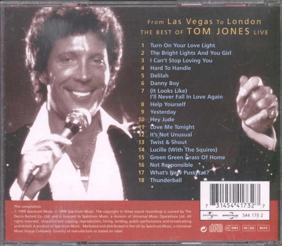 Tom Jones Von Las Vegas Nach London: Das Beste Von Tom Jones Live CD UK Spectrum - Bild 2 von 3