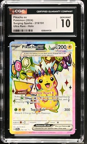 Pokémon GRADED Pikachu ex 219/191 Surging Sparks UR 10 CGC ENGLISH