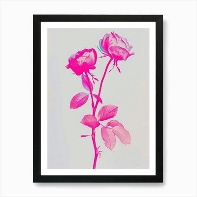 Hot Pink Rose 1 Kunstdruck gerahmt Wandbild Poster Leinwanddruck Bild