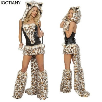 Sexy pelziges Cartoon Tier Anime Kaninchen Fuchs Catwoman Kostüm für Damen