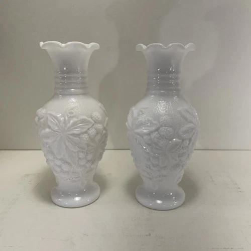 Vintage Imperial Milk Glass 6 Inch Vases Set Of 2