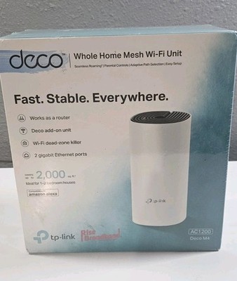 DECO AC1200 M4 HOME WIFI 1-PACK 2.4 GHZ AND 5 GHZ Covers  Up To 2000sq Foot