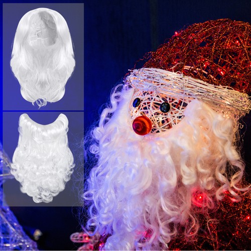 Peluca de Papá Noel Fiesta Pelucas Claus Disfraz Set Halloween Mago y Barba para - Imagen 10 de 10