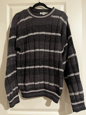 Vintage Steeple Chase Sweater Mens Large USA Made Striped Knit Crewneck