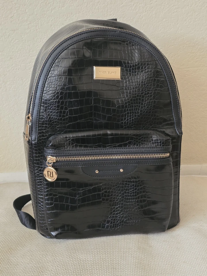 Bolso Mochila RIVER ISLAND CUERO NEGRO Foto 2 de 4