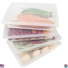 Food Storage Container, Plastic Food Containers with Removable Drain Plate and