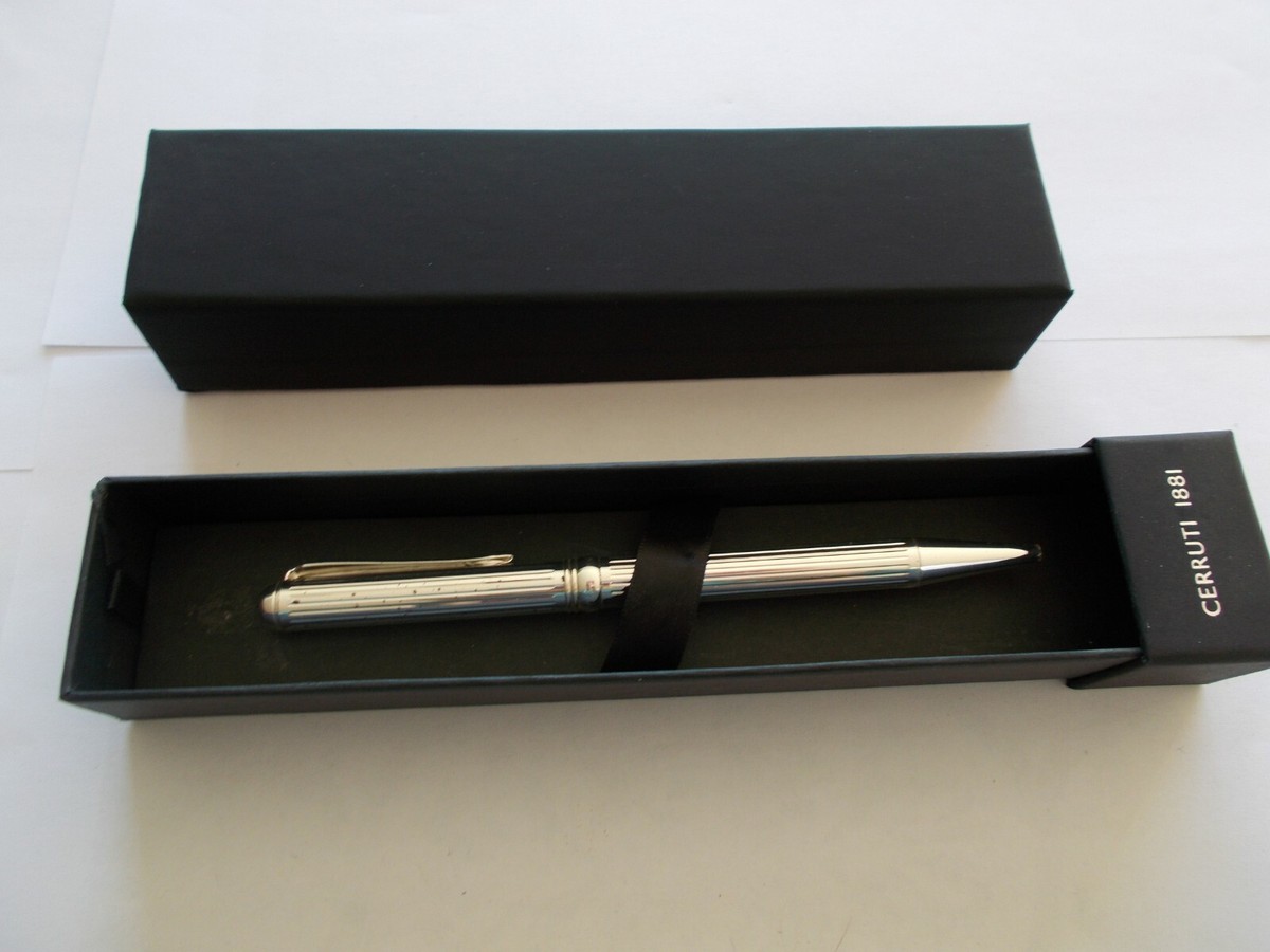 Stylo Bille Cerruti 1881 Argenté - Style Prestige Avec Housse, Occasion