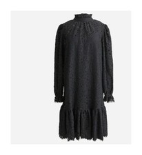 J Crew BN038 NWT Size Small Classy Chic Black Ruffle-Neck Lace Shift Dress