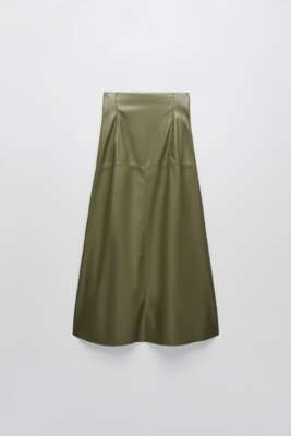 Green Leather Long Silk Skirt Zara Satin Skirt Green Satin