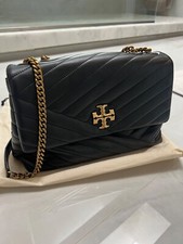 Tory Burch Kira Chevron Black Leather Convertible Shoulder Bag Slightly Used$450