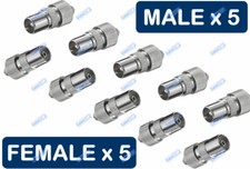 10 PCS COAX TV AERIAL 5 x MALE 5 x FEMALE PLUG TV CONNECTOR RF COAXIAL ADAPTER