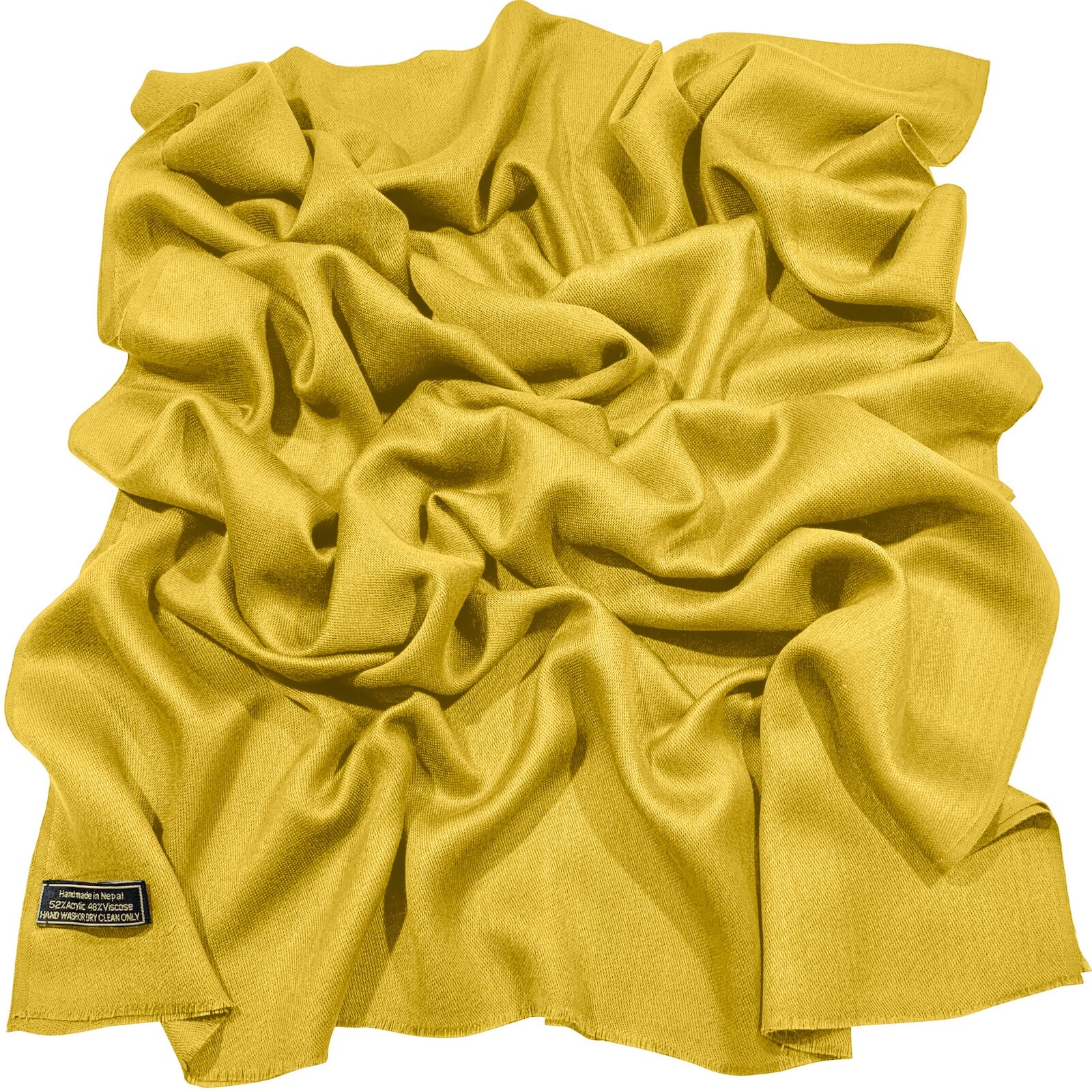 Yellow Gold Fringe Solid Colour Nepalese Shawl Scarf Stole Pashmina CJ Apparel