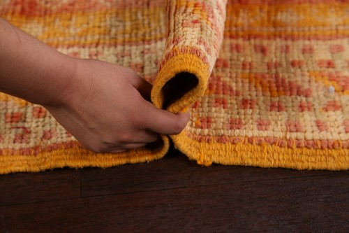 Antique Geometric Vegetable Dye Moroccan Runner Rug Wool Hand-knotted 4x11 ft - Picture 12 of 12