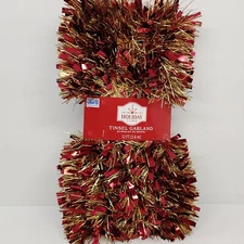 Holiday Time Tinsel Garland Thick Red/Thin Gold Champagne 12 Ft