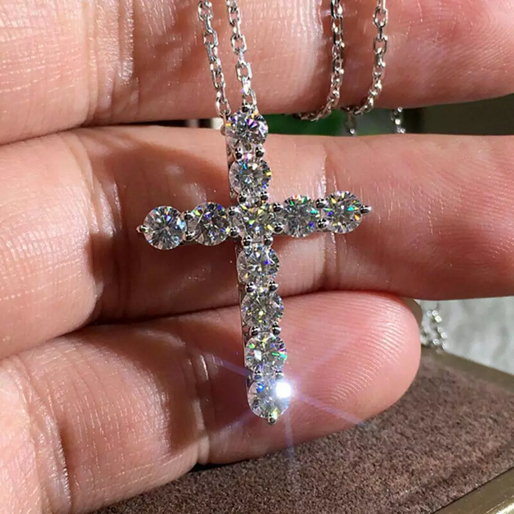 Sterling Silver Crystal Cross